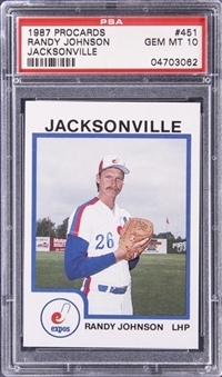 1987 ProCards Jacksonville #451 Randy Johnson Rookie Card - PSA GEM MT 10 
